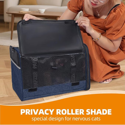 Top Load Medium Cat Carrier Privacy Curtain, American Airline Approved TSA Pet Travel Crate Suitcase Luggage Sleeve, Soft-Sided Teacup Poodle Dog Vet Bag Cage 18x11x11 Delta Under Seat Navy