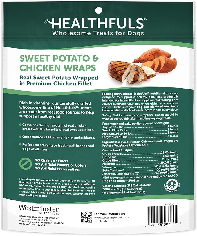 Healthfuls Chicken Wrapped Sweet Potato Dog Treats, 16oz