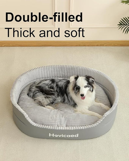 Hovicaed Dog Beds for Medium Sized Dogs, Waterproof Durable Pet Bed with Large Comfy Mat, Non-Slip Bottom Big Dog Couch, Indoor Puppy Pillow House XL