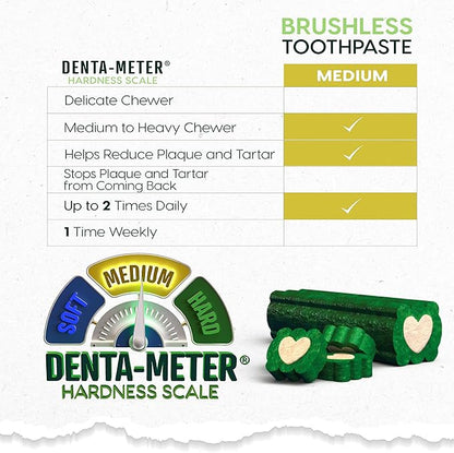 ARK Naturals Brushless Toothpaste, Dog Dental Chews for Medium Breeds, Vet Recommended for Plaque, Bacteria & Tartar Control, Value Pack, Green Outer Layer, Beige Filling, Cinnamon, 54 Oz