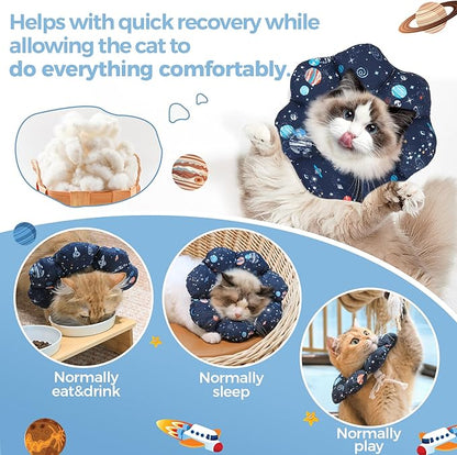 ComSaf Soft, Protective Adjustable Cat Cone Collar to Stop Licking After Surgery, Comfortable Lightweight Elizabethan Collar for Large Cat and Small Dog, Dog Recovery Collar Prevents Licking Wounds