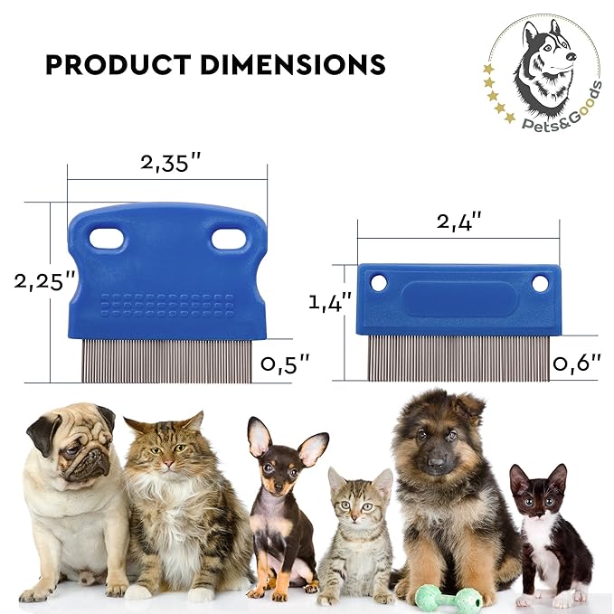 Pets&Goods Tear Stain Remover Comb Set for Dogs & Cats – Stainless Steel Eye Grooming Tool for Stains, Crust & Mucus – Gentle, Safe, Reusable – 2 Pack