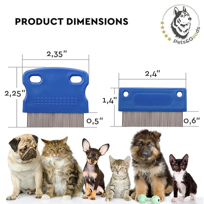 Pets&Goods Tear Stain Remover Comb Set for Dogs & Cats – Stainless Steel Eye Grooming Tool for Stains, Crust & Mucus – Gentle, Safe, Reusable – 2 Pack