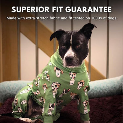 Spark Paws Dog Pajama, Dog Recovery Suit Male, Onesie, Ultra-Soft and 4-Way Stretch, for Small Medium and Large Breeds - Pup Cup - XL