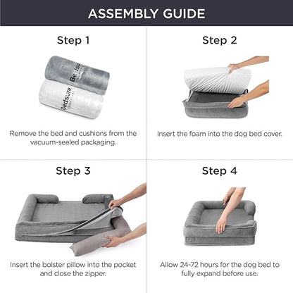 Bedsure XXL Orthopedic Dog Bed for Extra Large Dogs - Washable Giant Dog Cat Bed Waterproof, Comfort Dogs Couch Sofa with Washable Removable Cover, Pet Bed with Nonskid Bottom, Dark Grey, 52"