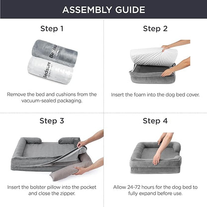 Bedsure XL Plus Orthopedic Dog Bed for Extra Large Dogs - Washable XLarge Dog Cat Bed Waterproof, Comfort Dogs Couch Sofa with Washable Removable Cover, Pet Bed with Nonskid Bottom, Washed Blue, 48"