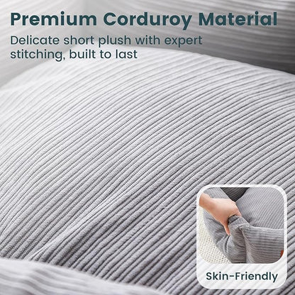 Petinstinct Cat Bed, 22 Inch Washable Corduroy Cat and Small Dog Bed with Removable Cover & Anti-Slip Bottom, Calming Comfort Pet Bed for Pets up to 15 lbs (Gray)