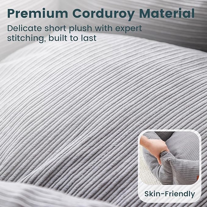 Petinstinct Medium Dog Bed, 30 Inch Washable Corduroy Dog Bed with Removable Cover & Anti-Slip Bottom, Durable Comfort for Medium to Large Dogs up to 45 lbs (Gray)