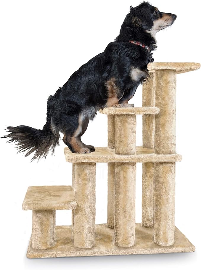 Furhaven Steady Paws Multi-Step Pet Stairs for High Beds & Sofas - Cream, 4-Step
