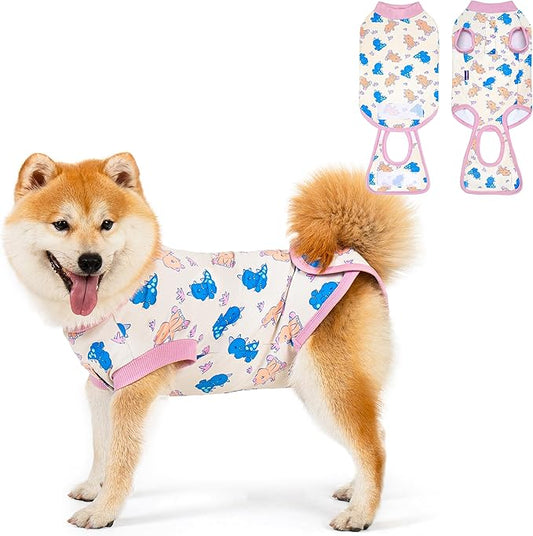 cyeollo Recovery Suit for Dogs Cats Surgery Suit Female Spay Soft Breathable Pet Onesie Bodysuit Male Dog Neuter, Small Dogs Surgical Recovery Shirt, Dinosaur, M