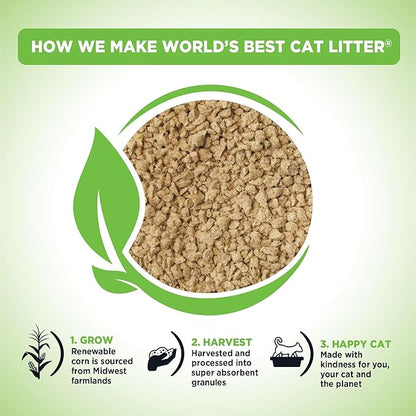 WORLD'S BEST CAT LITTER Comfort Care Unscented 15-Pounds - Natural Ingredients, Quick Clumping, Flushable, 99% Dust Free & Made in USA - Long-Lasting Odor Control & Easy Scooping
