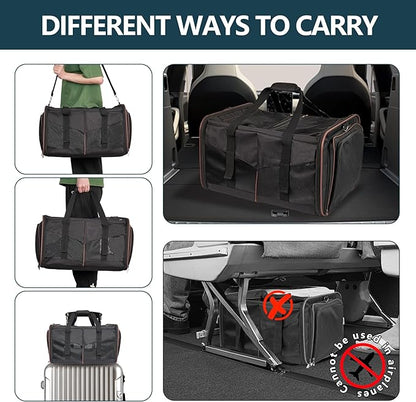 Cat Carrier for 2 Cats - INRLKIT Cat Carrier with Litter Box, Portable Dual Cat Travel Carrier Bag for Traveling, Large Double Cat Travel Carrier for Car, Pet Carrier Bag (Black)