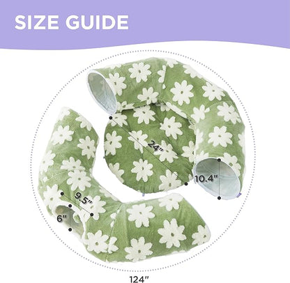 Lesure Large Cat Tunnel Bed - Cute Donut Bed for Indoor Cats with Washable Circle Cushion, Round Pet Peekaboo Cave Toy for Multi Kitten/Puppy/Rabbit, Large Flower Garden Green