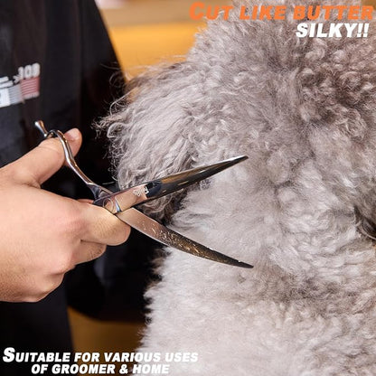 High-end Professional Dog Grooming Curved Scissors Pet Curved Shears 7.5 Inches Extremely Very Sharp Made Of Stainless Steel Alloy By Hand For Dog Cat Groomer