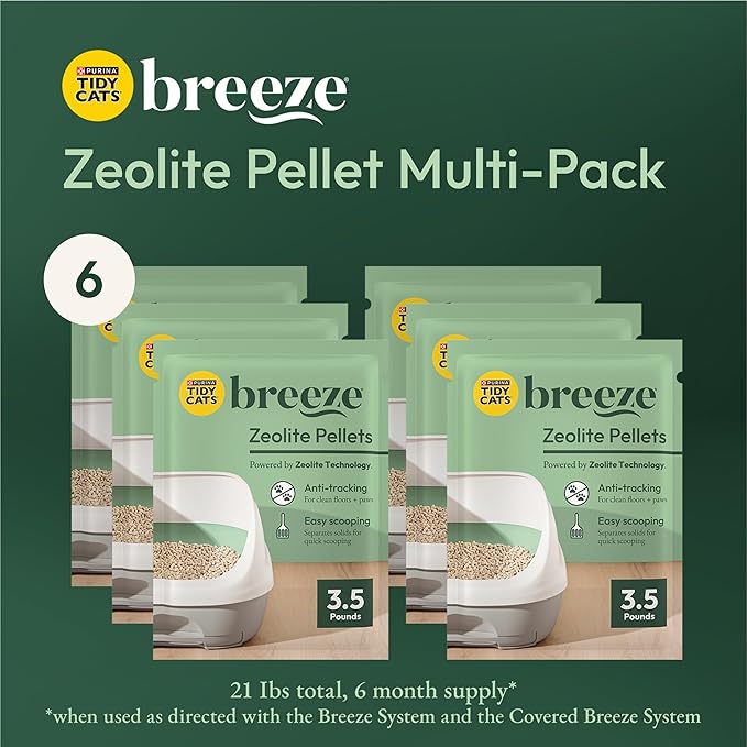 Purina Tidy Cats Litter Pellets, Breeze Refill Litter Pellets in Recyclable Box - (6) 3.5 lb. Bags
