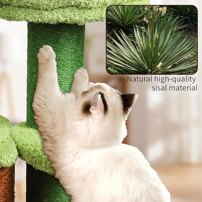 Zamaya Cat Tree for Indoor Cats, 25.9” Tall Cat Tower with Scratching Post, Condo & Window Perch, Stable Design for Adult Cats, Green
