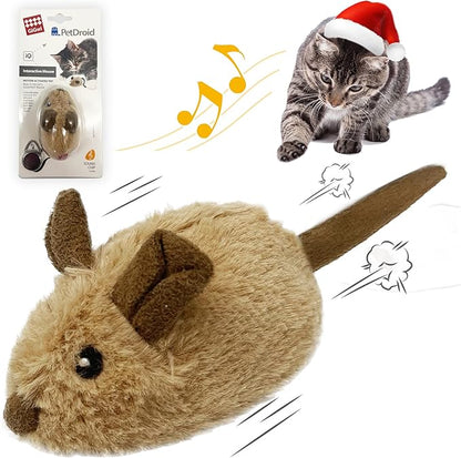 Gigwi Interactive Cat Toy Mouse, Moving Automatic Cat Toys Mice Electronic with Furry Tail, Automatic Squeaky Cat Toys for Kitten Indoor/Outdoor Exercise (Brown-Ear)