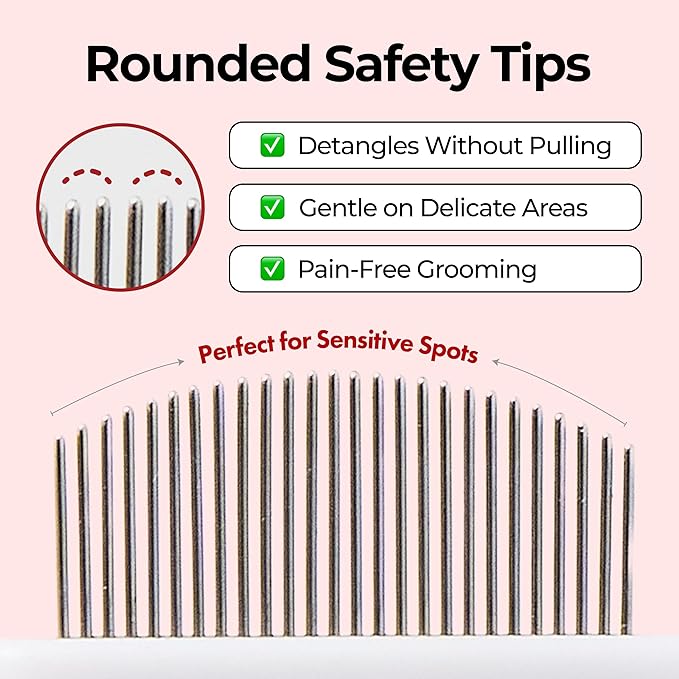 JAYU PET Facial Grooming Comb - Dog Eye Combs, Stress-free Tear Stain Remover for Dogs & Cats, Pet Facial Brush, Cat Grooming Kit, Stainless Steel Deshedding Comb (2ea)