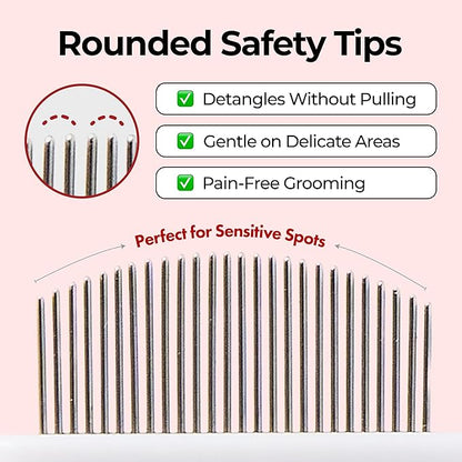 JAYU PET Facial Grooming Comb - Dog Eye Combs, Stress-free Tear Stain Remover for Dogs & Cats, Pet Facial Brush, Cat Grooming Kit, Stainless Steel Deshedding Comb (2ea)