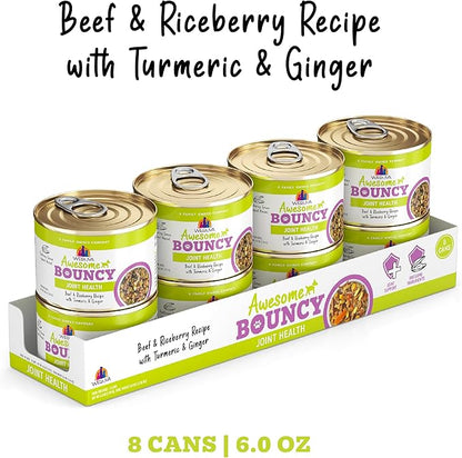 Weruva Awesome Bouncy Wet Dog Food, Beef & Brown Rice, 6oz Can (Pack of 8)