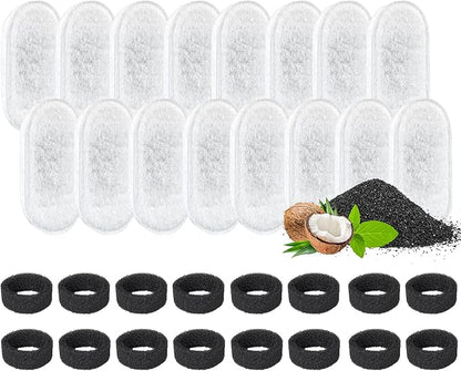 Cat Water Fountain Filter, 32 Pack Cat Fountain Filters, Cat Fountain Replacement Filter for 67oz/2L&108oz/3.2L Stainless Steel Pet Water Fountain (16 Filters & 16 Sponges)