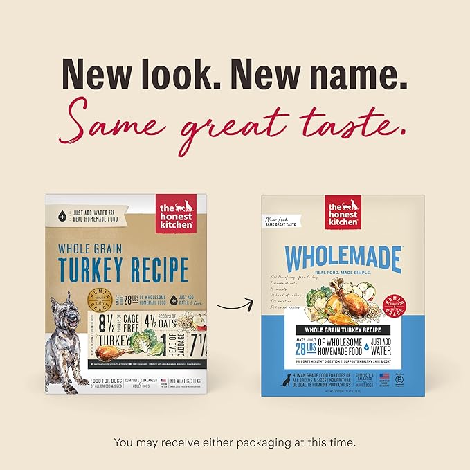 The Honest Kitchen Human Grade Wholemade™ Dehydrated Whole Grain Turkey Dog Food, 4 lb Box