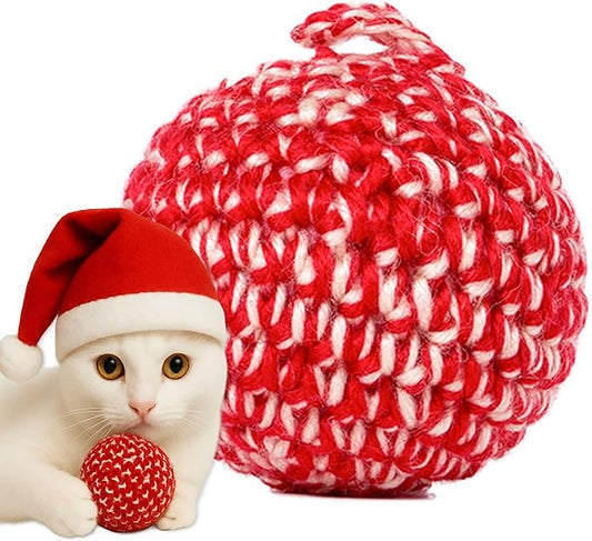 JAYU PET Red Cat Ball [W/O Bell Version] - Handmade Silvervine Cat Toy with Catnip, Interactive Matatabi Ball for Indoor Cats & Kittens, Feline Play Toy & Gift (2.7 inch)