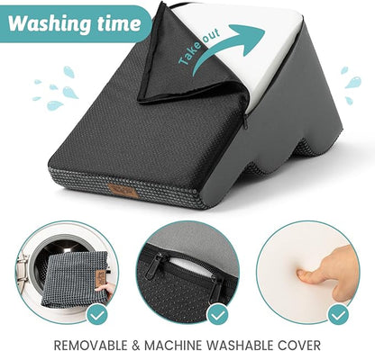 Dog Stairs for Small Dogs 15.7" H, Curved Dog Step for Puppy, Older Cat, Medium Pet Ramp for Sofa, Couch or Chair, Ladder with High Density Foam, 3 Step, 15.7x22.4x15.7 inch, Charcoal Grey