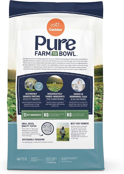 Canidae Pure Farm to Bowl Pasture-Raised Lamb with Goat & Venison Meals, Adult, Grain-Free Dry Dog Food, 12lb