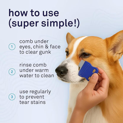 Petpost Tear Stain Remover Comb for Dogs | Extra Fine Stainless Steel Dog Eye Comb | Gentle Grooming Tool for Shih Tzu, Maltese & Small Breeds | Dog Face Comb for Eye Cleaning