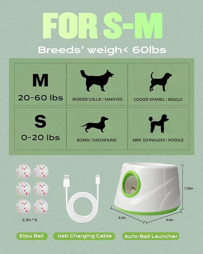 Automatic Dog Ball Launcher, Ball Thrower for Dogs (2.3” ETPU Balls *6)