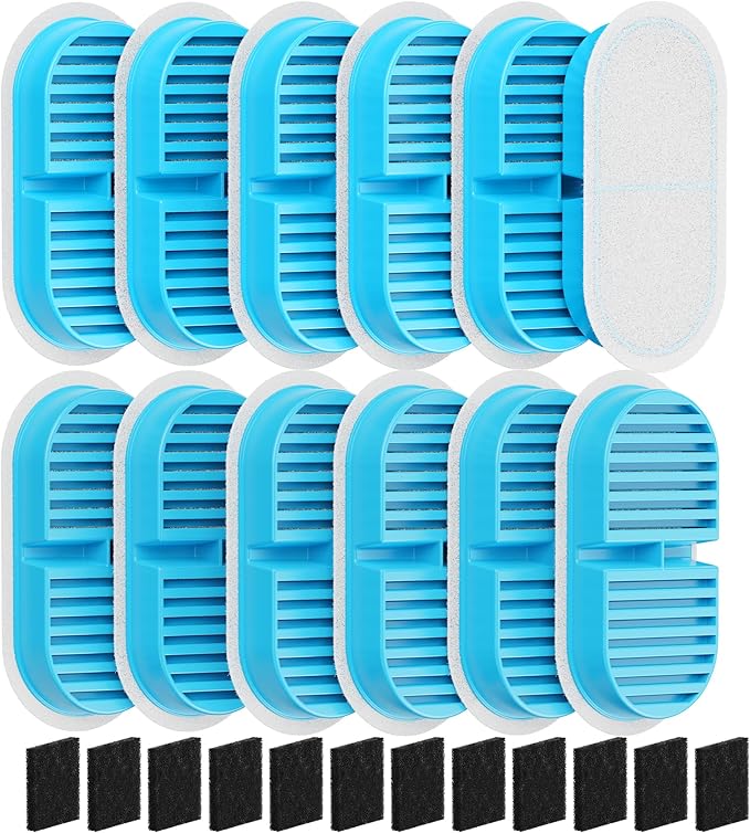 TOONIOOS Cat Filter Set: 24 Filters (Includes 12 Carbon + 12 Sponges) for TOONIOOS W2 Cat Water Fountain - 6 Month Supply