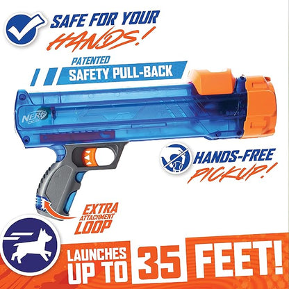 Nerf Dog Tennis Ball Blaster Dog Toy,12 Inch Translucent Blaster with 3 Balls