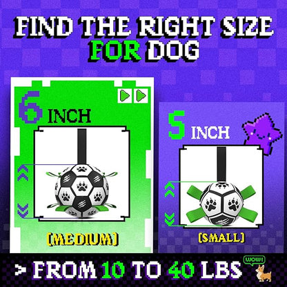 Diman Dog Soccer Ball with Straps, Dog Ball for Outdoor Fun, Birthday Gifts, Dogs Toys Balls for Small Medium Pet, Puppy Toys (Black, 6 Inch)