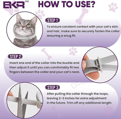 Cat Flea Collar 2 Pack 8-Month Protection Waterproof Natural Flea Collar for Cats Safe and Effective Includes Flea Comb and Tick Removal Tool Adjustable Size for All Cats & Kitten