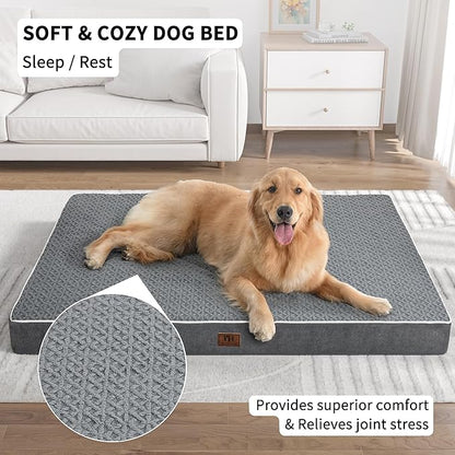 Orthopedic Dog Bed - Extra Large Dog Bed, Waterproof & Washable W/Removable Pet Bed Cover,Dog Beds Large W/Egg Crate Foam Support for Dogs Up to 115 lbs