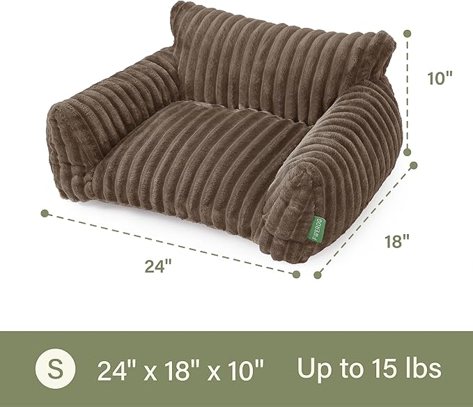 Cute Couch Bed for Pets, Supportive Cat Sofa for Indoor Cats, Small Dog Sofa Bed for Small Dogs, Brown, 24 inches