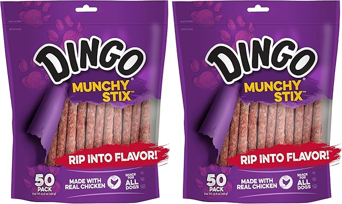 Dingo Non-China Munchy Stix Dog Chews for All Dogs, 50-Count (Pack of 2)