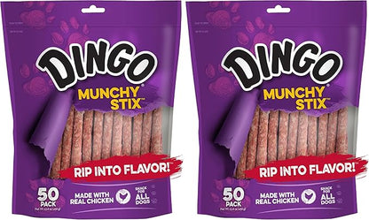 Dingo Non-China Munchy Stix Dog Chews for All Dogs, 50-Count (Pack of 2)