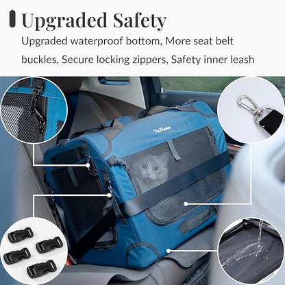 Extra Large Rolling Cat Carrier with Wheels, Soft Sided Pet Dog Carrier on Wheels for Big Cat 20lbs+ 2 Cats, Car Travel Portable XL Wheeled Bag 25"x16.5"x20.5"