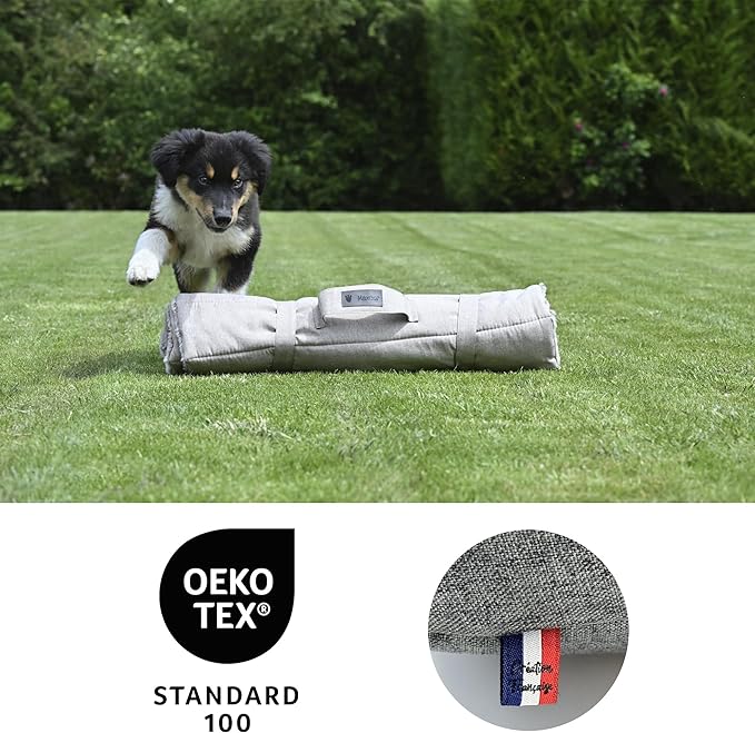 Small Rectangular Beige Cat and Dog Bed - Relieves and Preserves Joints - Reversible Summer/Winter mat and Easy to Carry - Machine Washable and Does Not Deform