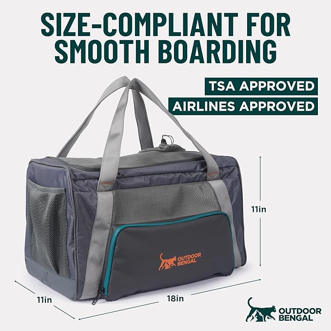 OutdoorBengal Zeppelin™ Airline-Approved Large Cat Carrier Soft – TSA-Approved Pet Carriers with Top Opening for Plane and Car Travel – Kittens or Small Dog Carrier (Black)