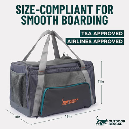 OutdoorBengal Zeppelin™ Airline-Approved Large Cat Carrier Soft – TSA-Approved Pet Carriers with Top Opening for Plane and Car Travel – Kittens or Small Dog Carrier (Black)
