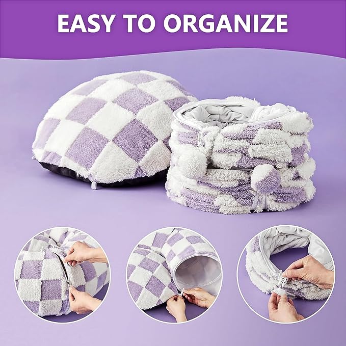 Cat Tunnel Bed with Washable Cushion for Indoor Cat, Donut Cave Tube Toys for Kitten Puppy Rabbit, Purple