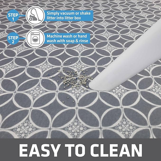 Drymate XL Original Cat Litter Mat, Contains Mess from Box, Protects Floors, Urine-Proof, Machine Washable, Soft on Kitty Paws, Absorbent, Waterproof (USA Made, Recycled Content)(29”x36”)(Indigo Grey)