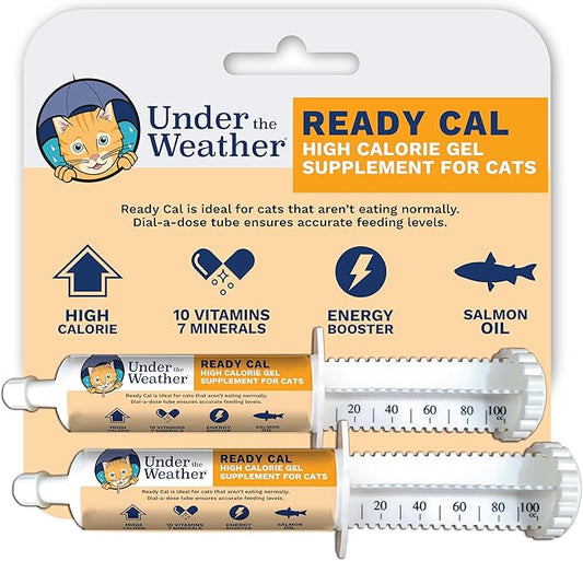 Under The Weather Pet | Ready Cal for Cats 100cc | High Calorie Supplement | Cat Weight Gainer and High Calorie Booster | 10 Vitamins, 7 Minerals & Omega Fatty Acids (2 Pack)