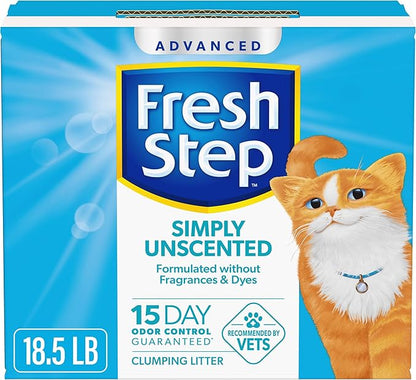 Fresh Step Advanced Simply Unscented Clumping Litter, Fresh Step Unscented Cat Litter Fights Odor on Contact, 18.5 lb. Box