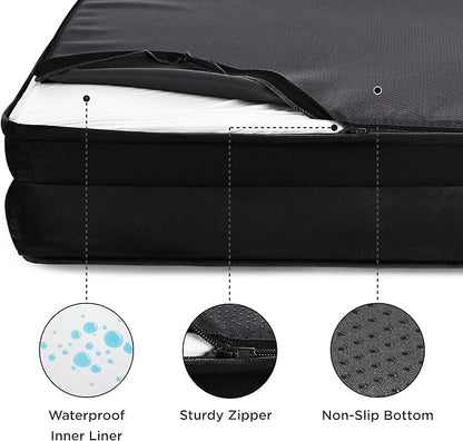 Bedsure Orthopedic Dog Bed for Large Dogs - Big Washable Dog Sofa Beds Large, Supportive Foam Pet Couch Bed with Removable Washable Cover, Waterproof Lining and Nonskid Bottom, Black