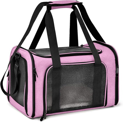 Large Cat Carriers Dog Carrier Pet Carrier for Large Cats Dogs Puppies up to 25Lbs, Big Dog Carrier Soft Sided, Collapsible Travel Puppy Carrier - Large - Pink