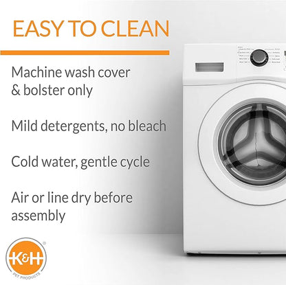 K&H Pet Products Bolster Dog Cot Cooling Indoor/Outdoor Elevated Dog Bed Hammock with Removable Bolsters, Washable Mesh Cover, Raised Camping Dog Bed for Small Dogs or Cats - Charcoal Small 17" X 22"